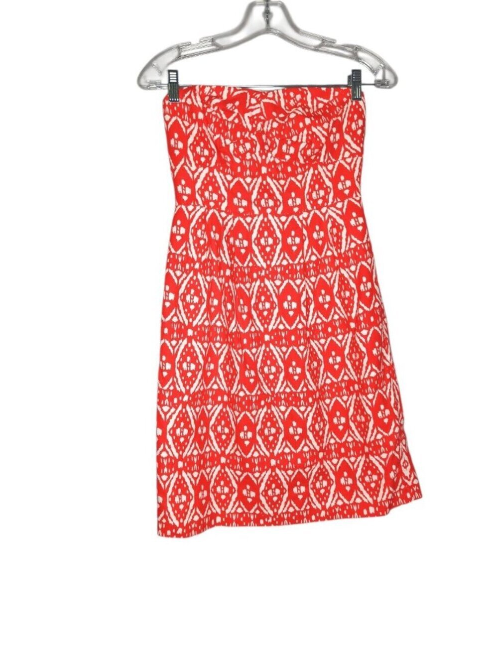 J.Crew White Geometric Pattern on Red Sleeveless Cotton Dress Women 2 Summer